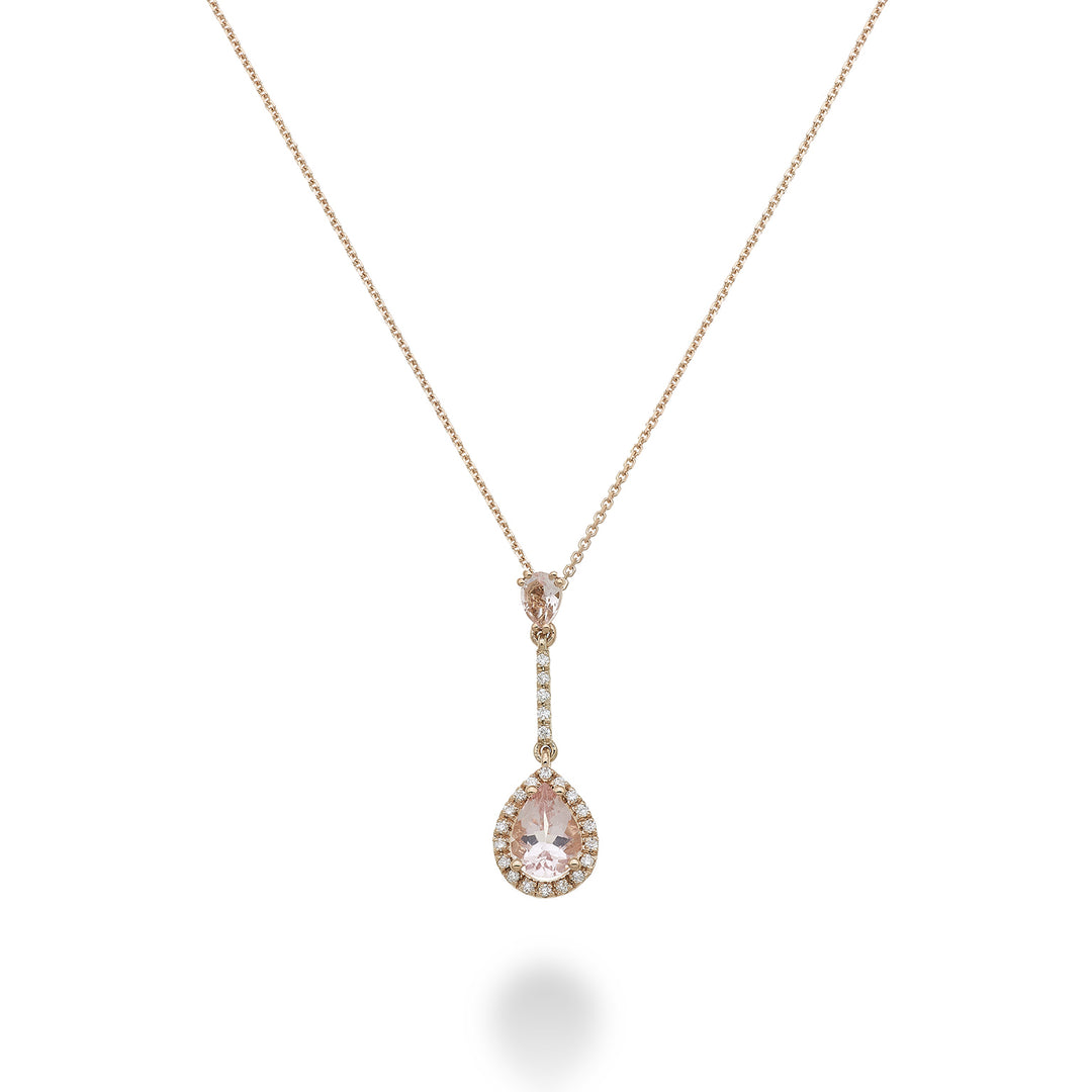 Collier morganite Golay contour goutte et barre dia PCLC199DMOP57-23065110062