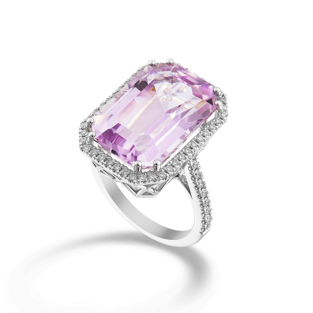 Bague World Diamond Group avec contour kunzite oct.17x13 et tige inc APU492DKZ1713-24176110012