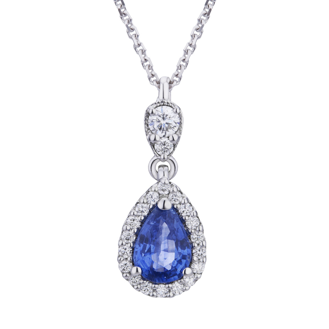 Golay necklace with 6x4 drop sapphire pendant and diamonds GRB300BS-24324110048