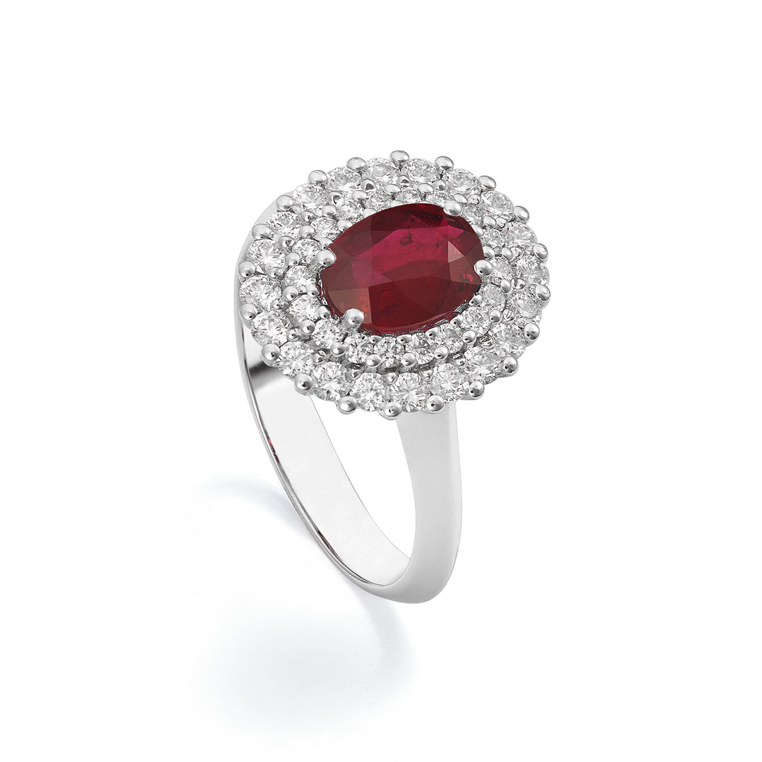Bague Golay avec rubis ovale 5x4 et double contour ACLC128DIRU45-22123110075