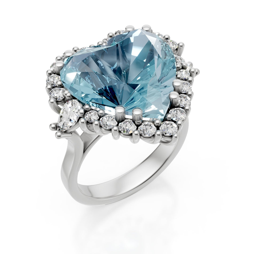 Bague aigue-marine coeur Golay 14x13 avec contour APU540DAQ-25192110080
