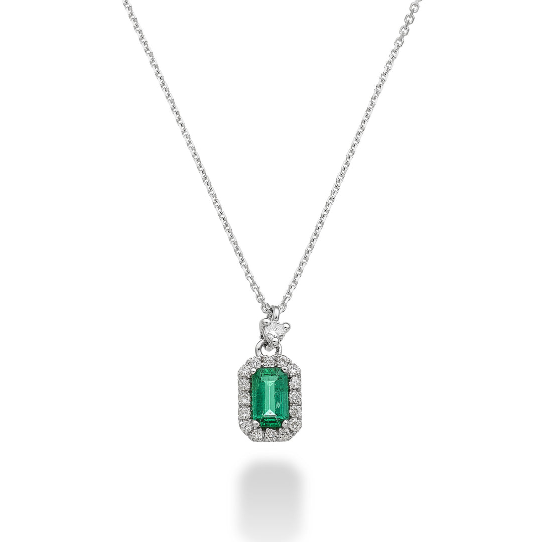 Collier Golay octogonal émeraude 5x3 et diamants PCL072DISM1-23193110150