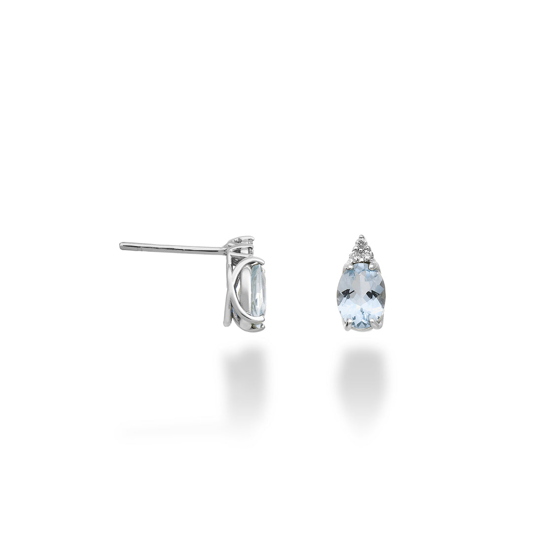 Mikiko oder 9 Karat ovaler Aquamarin 7x5 und drei Diamanten MO5172R4AM