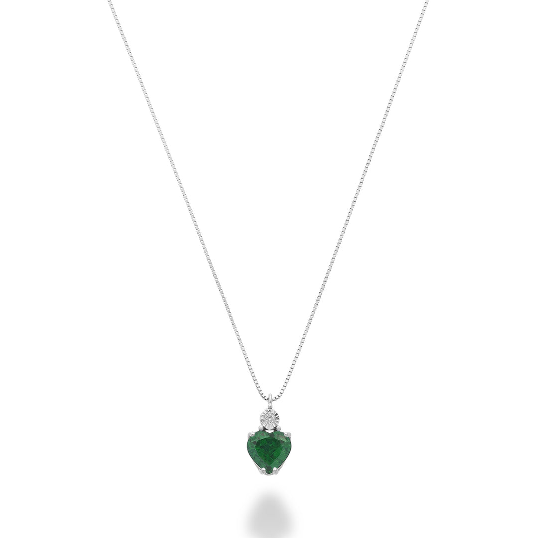 Mikiko cl 18k emerald heart 5x5 with diamond MD5195O4BE