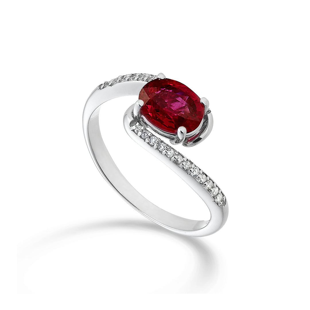 Nihama an 18k oval ruby ​​7x5 ct.0.90 diam. ct.0,085 NA5101O4RBC