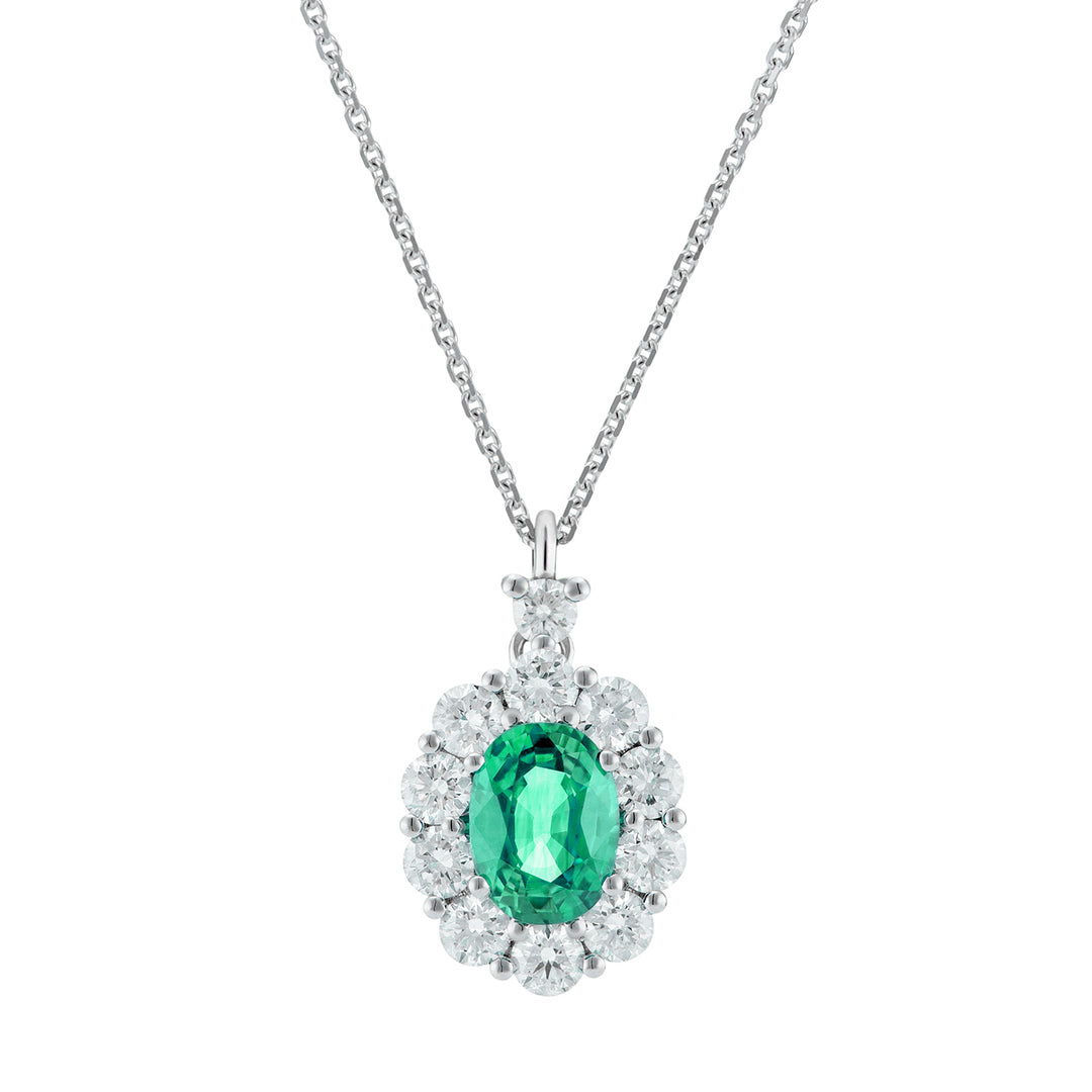Golay ovale Smaragdkette 7x5 und Diamantumriss PCL045DISM1-25317110133