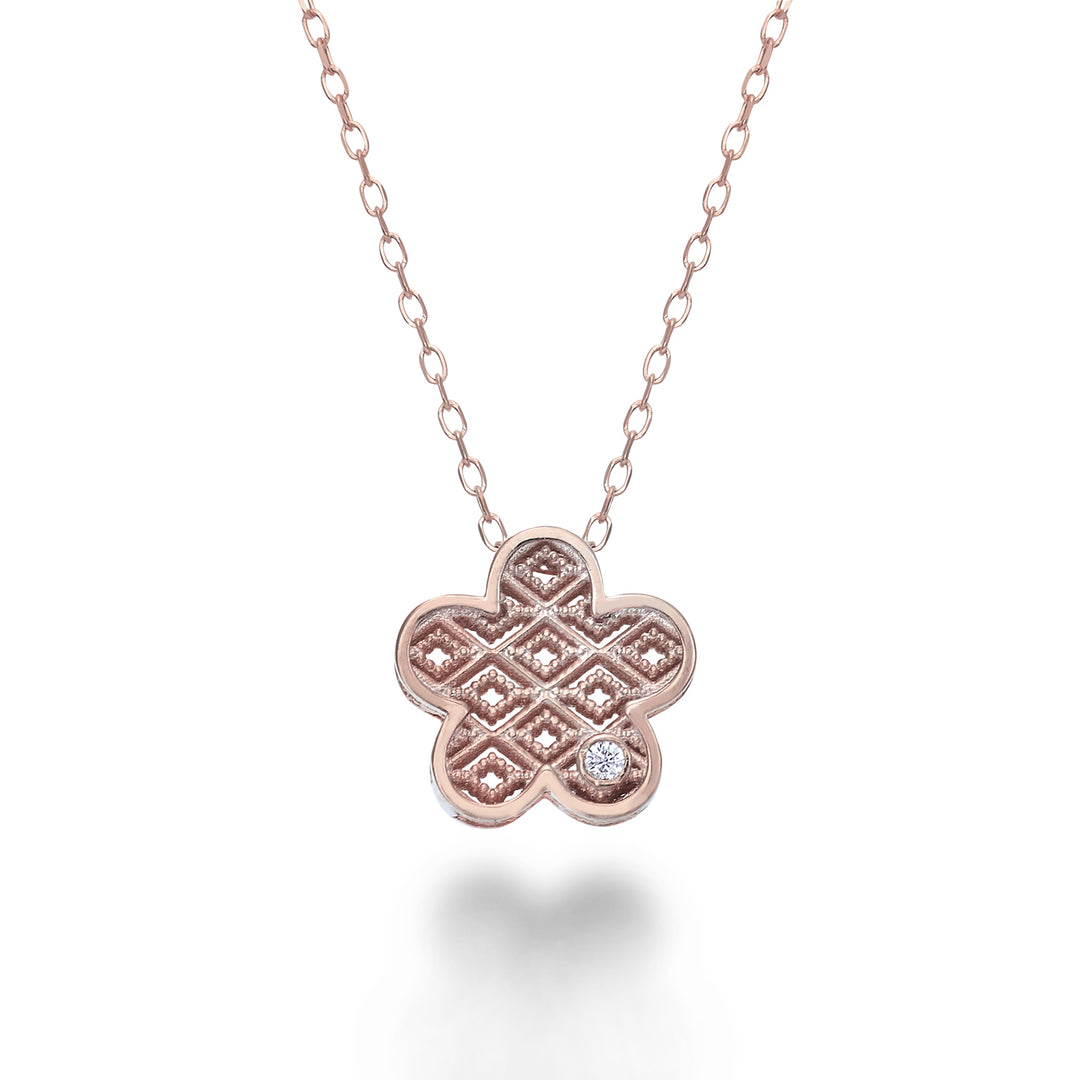 Nihama cl 18k rose gold flower diam. ct.0,01 NDFIOREO3