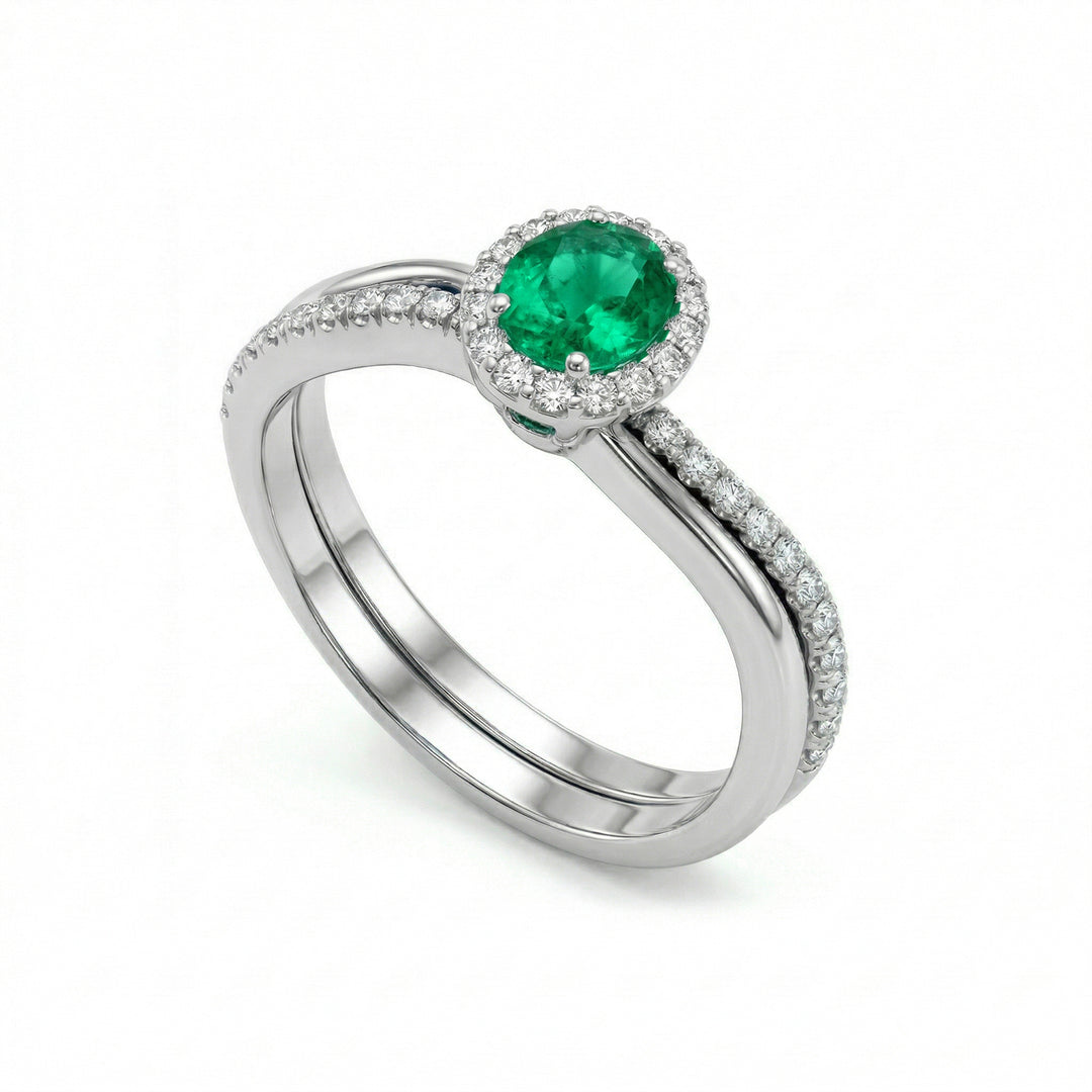 Bague et contour émeraude ovale Golay + tige ACLC054DISM3-19357110016