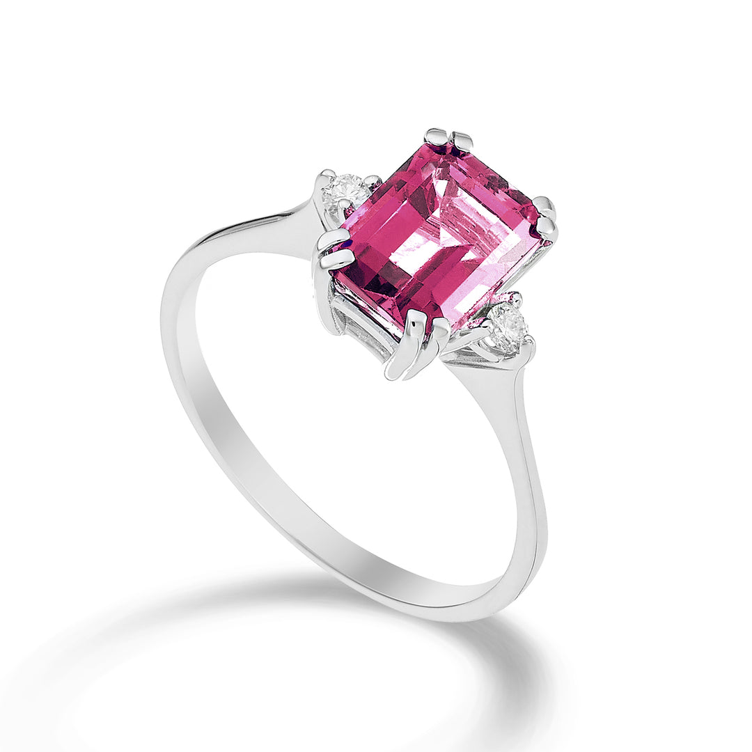 Nihama, ein achteckiger rosa Topas aus 18 Karat, 8 x 6 ct., 1,90 Durchm. ct.0,06 NACL090DITPPK3O4