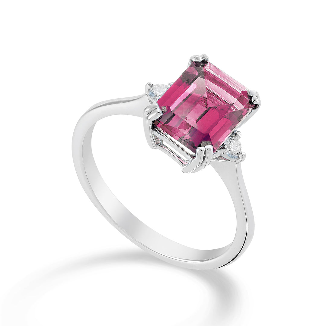 Nihama an 18k octagonal pink topaz 7x9 ct.2.60 diam. ct.0,08 NACL090DITPPK4O4