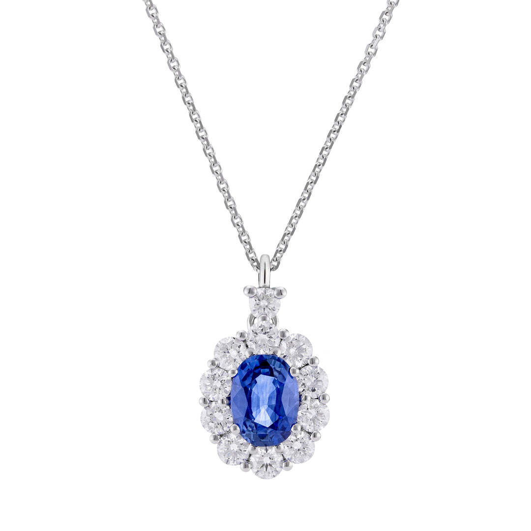 Golay-Halskette 6x5 ovaler Saphir- und Diamantkontur PCL043DIZB1-26111110419
