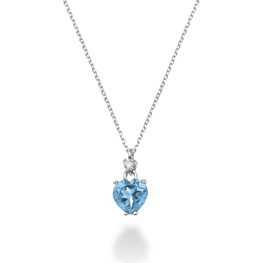 Mikiko cl 18k topazio azzurro cuore 6x6 ct.1,00 diam. ct.0,02 MPCL198DITPAZ66O4