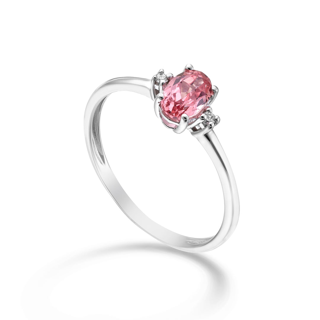 Nihama, ein ovaler rosafarbener Saphir aus 18 Karat, 6 x 4 ct. 0,60 Durchm. ct.0,02 NA5072O4ZFRP