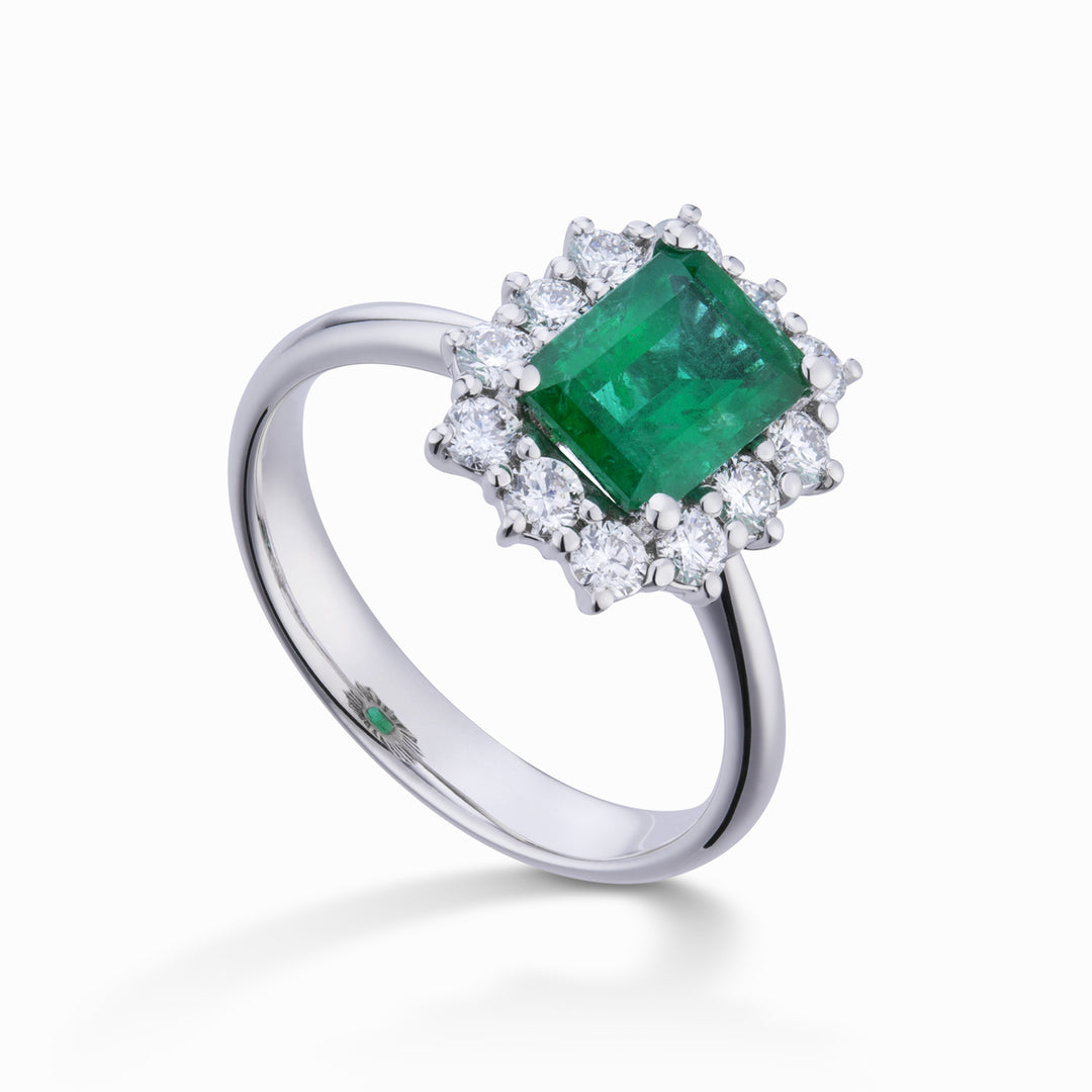 Golay anello smeraldo ottagonale 6x8 e cont 12 pietre ACL058DISM3-24194110029