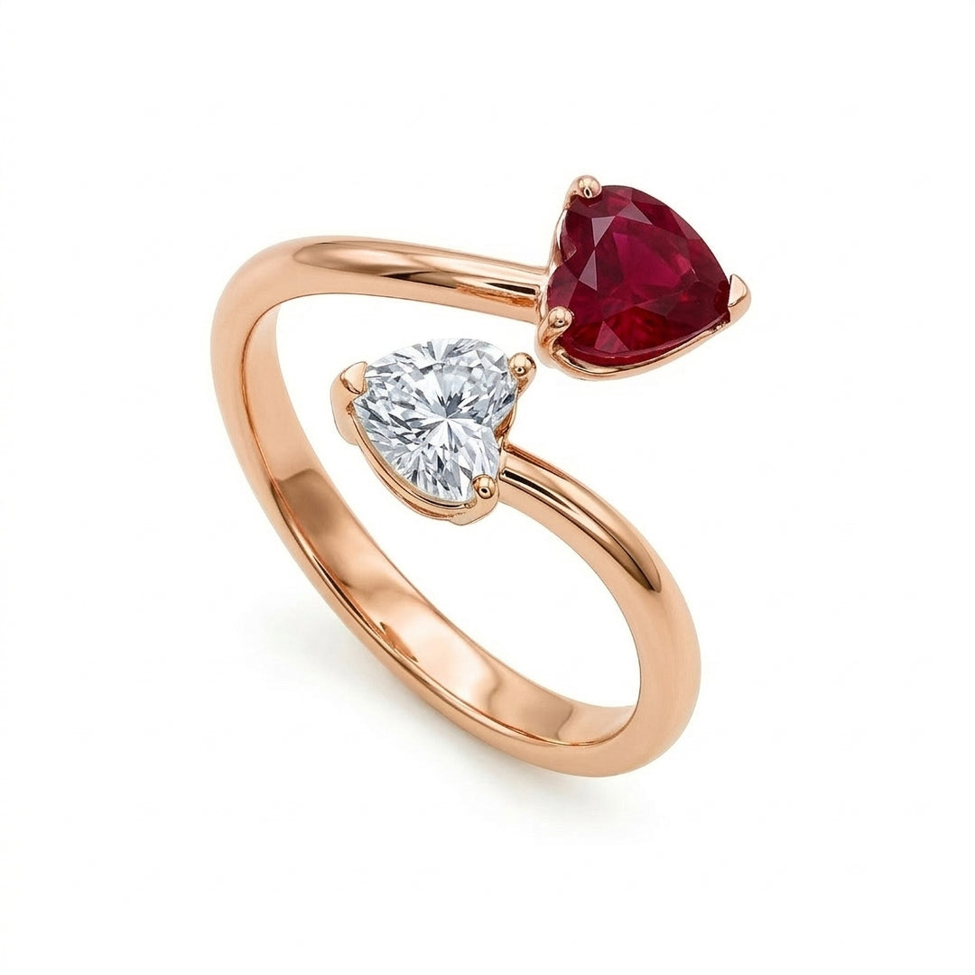 Golay bilogy ring contrary hearts rub 6x5 and diamond ABL844DRU65R-26070110070