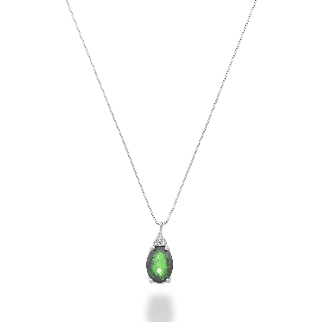 Mikiko cl 18k Smaragd n. 7x5 Oval mit drei Diamanten MD5189O4SMN070