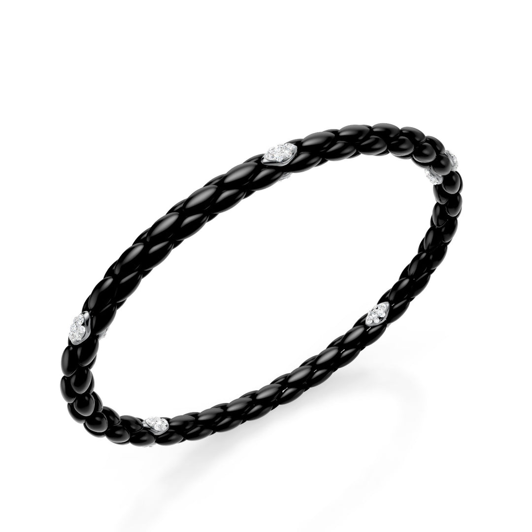 Golay black titanium bracelet, with 5 pavetized platinum inserts, herringbone link, 17cm GBR032E5PTDINE-170