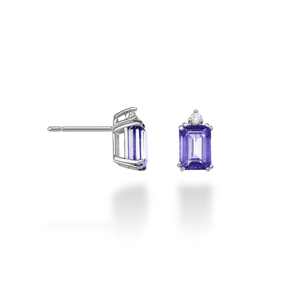 Nihama or 18k octagonal amethyst 7x5 ct.1,80 diam. ct.0.05 NOCL090DIAMET2O4