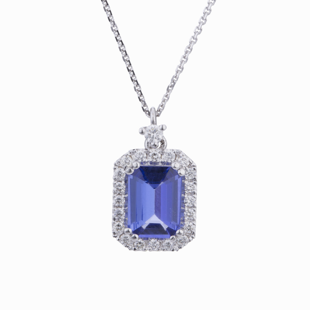 Golay achteckige Tansanit-Halskette 8x6 Diamantkontur PCL072DITZ4-24072110241
