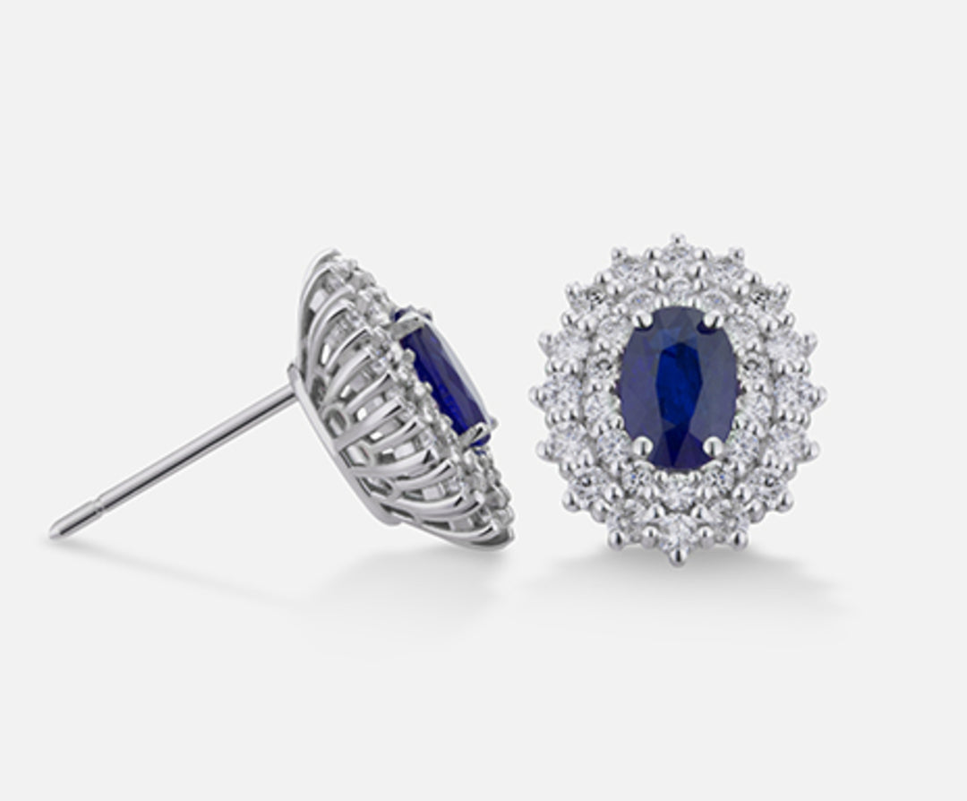 Nihama oder 18 Karat Saphir Nr. oval 6x4 ct.1,34 dia ct.0,74 NO5039O4ZFN134