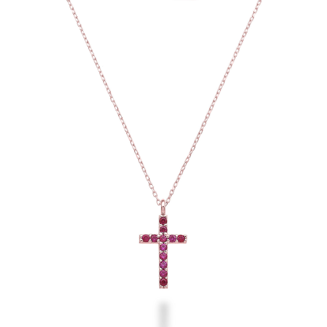 Nihama cl 18k cross size 3 rose gold with rubies 0.15 ct NDCRO3O3RBR