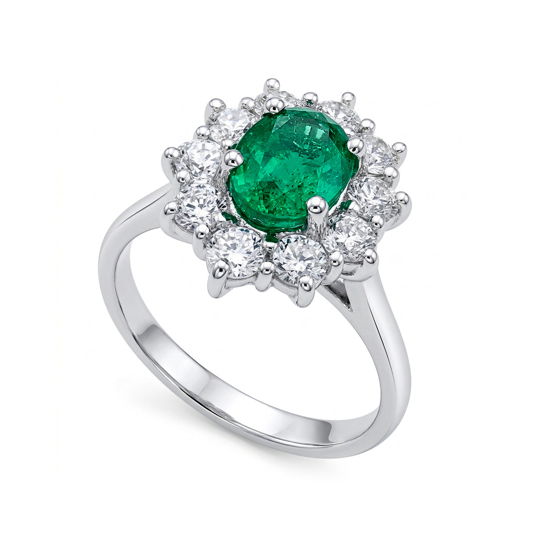 Golay oval emerald ring 8x6 contour 10 diamonds ACLC102DISM68EC-26146110074