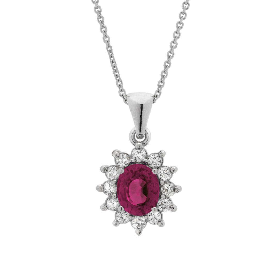 Golay-Halskette mit 6x5 ovalem Rubinanhänger und Diamanten PCL019WDIRU-24156110018