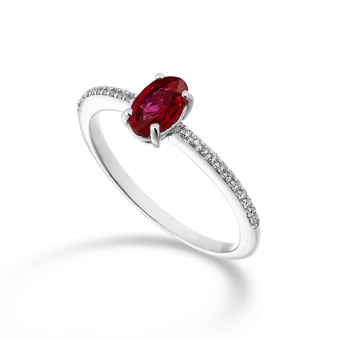Mikiko an 18k ruby ​​n. oval 6x4 ct.0.46 diam. ct.0.08 MA5102O4RBN046