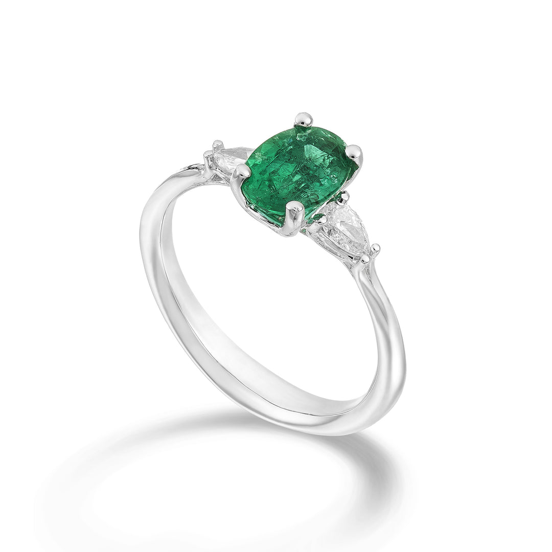 Golay oval emerald ring 8x6 and lat drop diamonds ACL202DISM68-23094110018