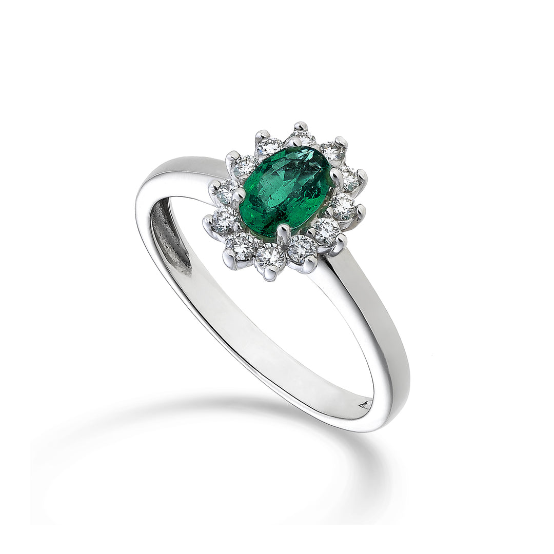 Mikiko ein 18k Smaragd n. oval 6x4 ct.0,42 Durchm. ct.0,23 MA5093O4SMN042