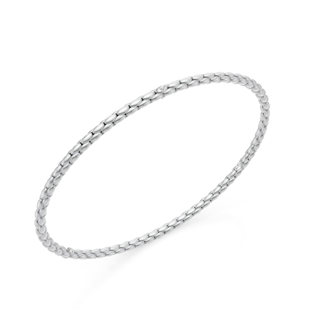 Golay platinum bracelet, with herringbone link and three elements with two marquise diamonds each 16.5cm GBR039E3PTDI-165