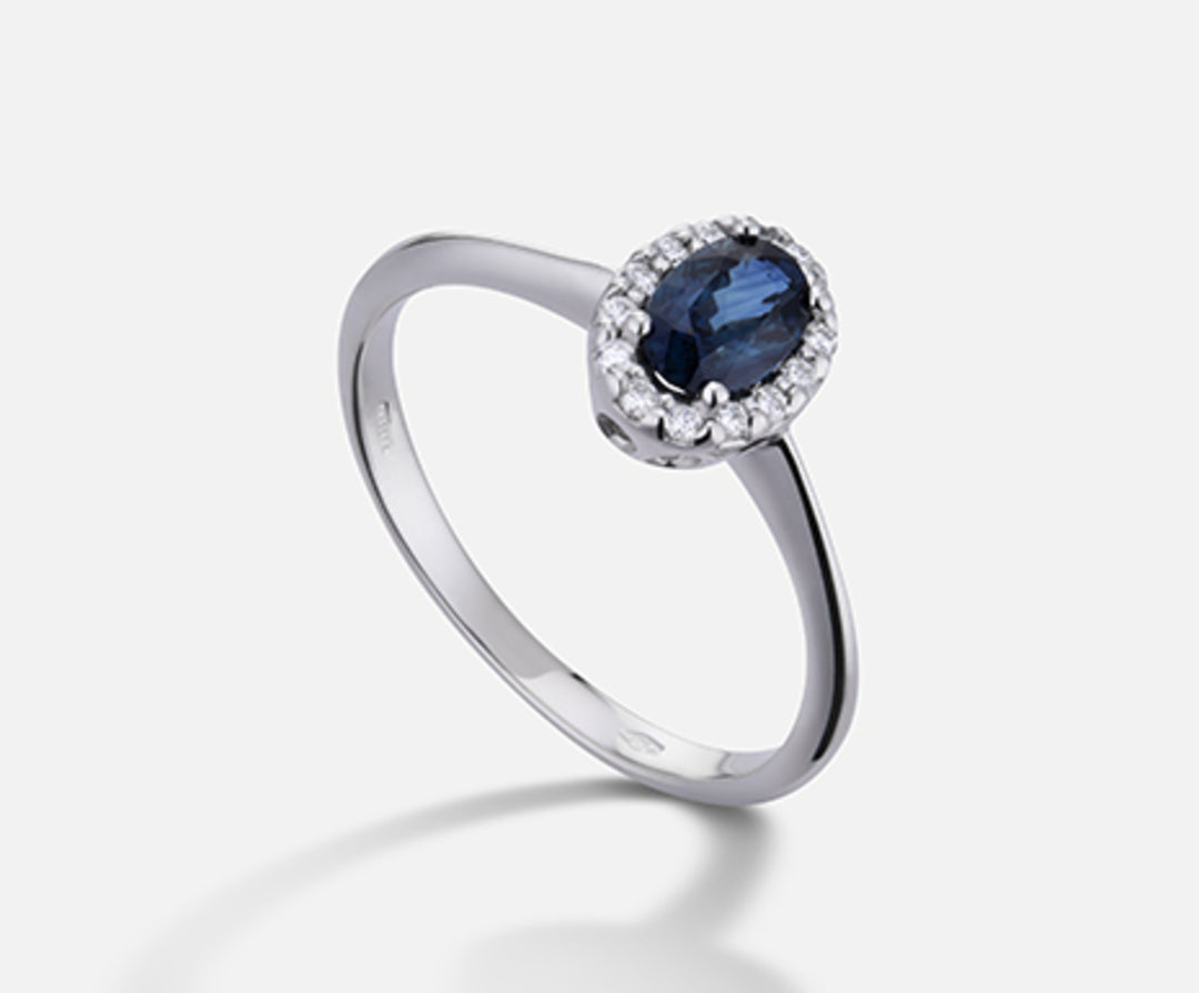 Nihama, ein 18-karätiger Saphir Nr. Oval 6x4 ct.0,57 Durchmesser ct.0,09 NA5115O4ZFN057