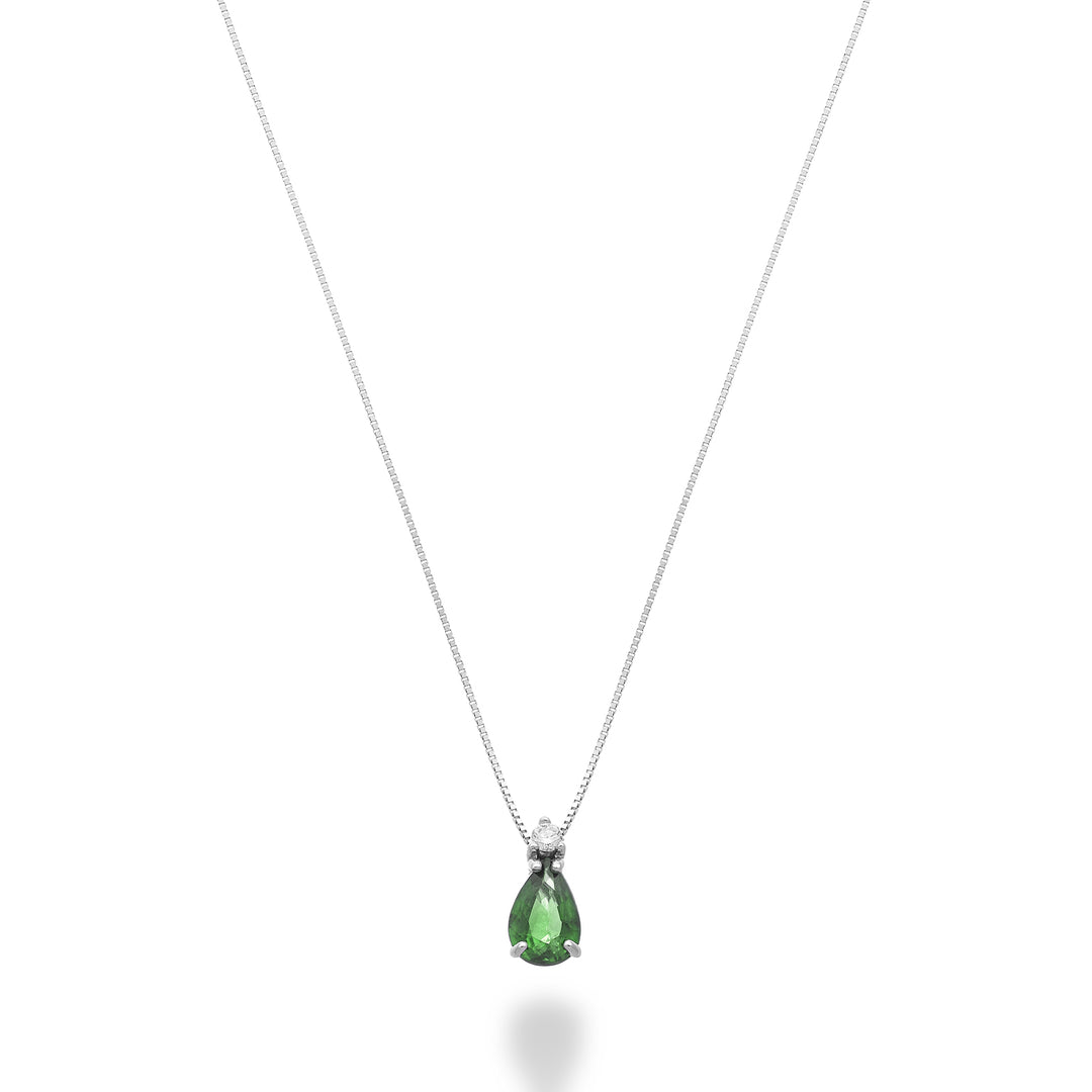 Mikiko cl 18k smeraldo goccia 6x4 con diamantino MD5191O4BE
