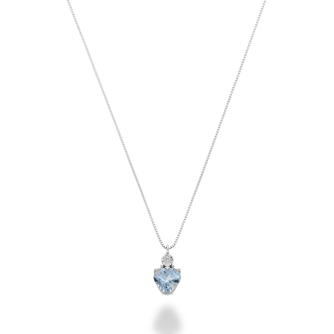 Mikiko cl 9k aquamarine heart 5x5 with diamond MD5195R4AM
