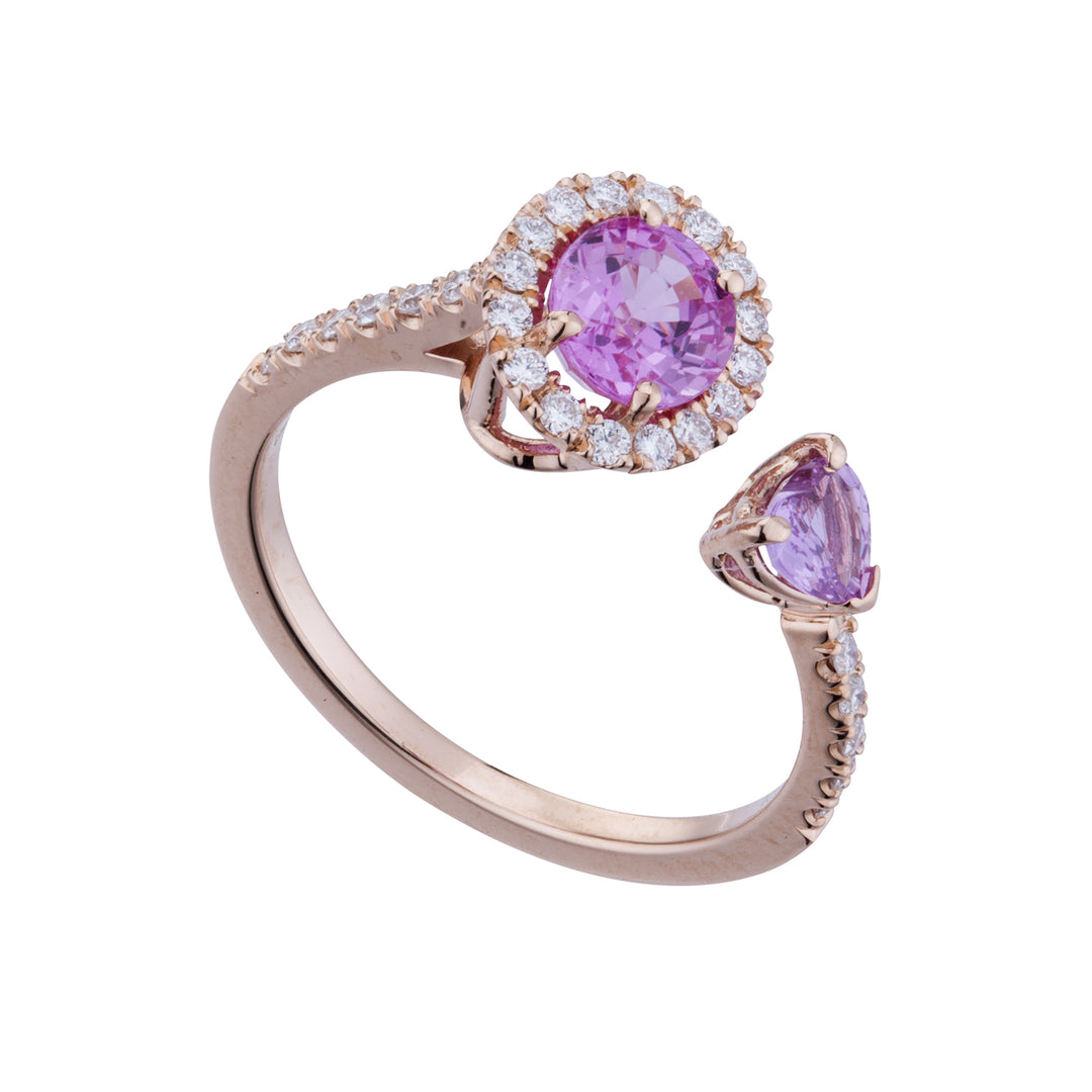 Bague Golay avec saphirs roses ov 7x5 et coeur 4x4 ACLC310DIZP-22063110020