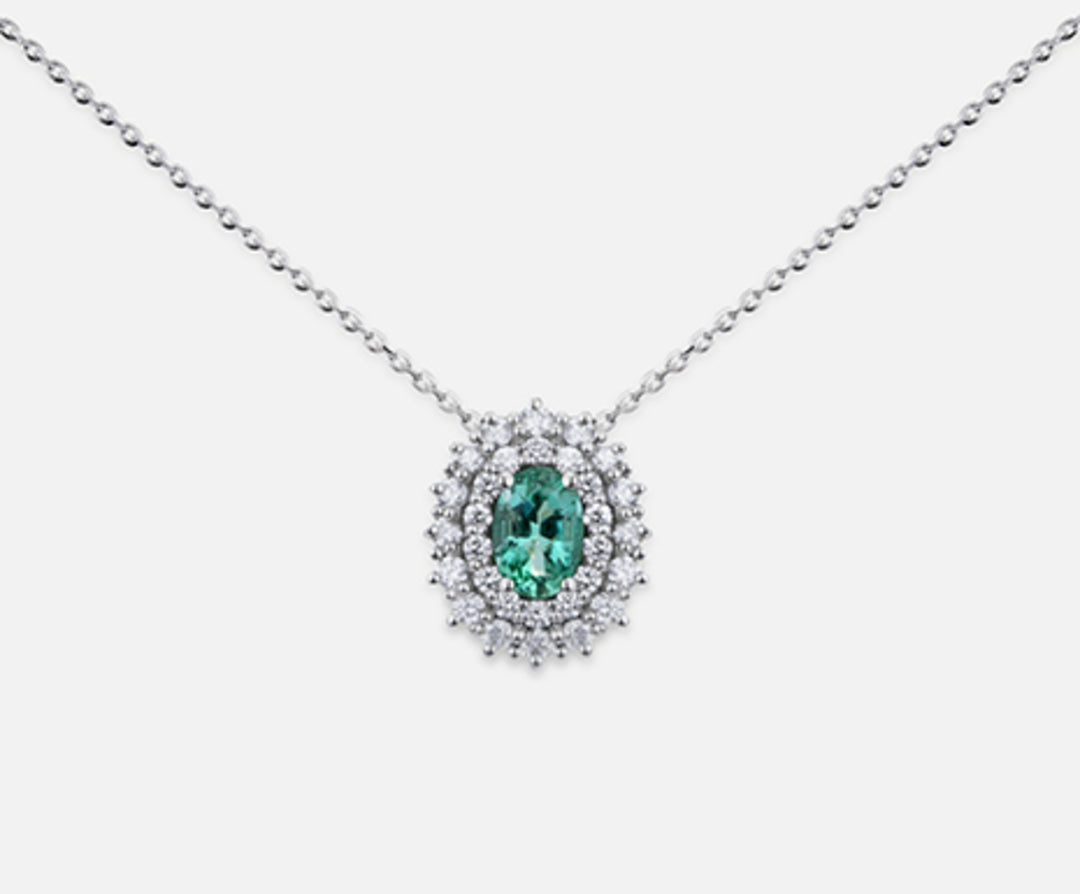 Mikiko cl 18k emerald n. oval 6x4 ct.0.35 dia ct.0.37 MD5060O4SMN035