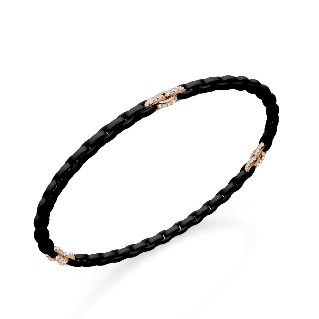 Golay bracciale in titanio nero, con 9 inserti pavettati in oro rosa 18kt, maglia ovale, 18cm GBR034E9O3DINE-180