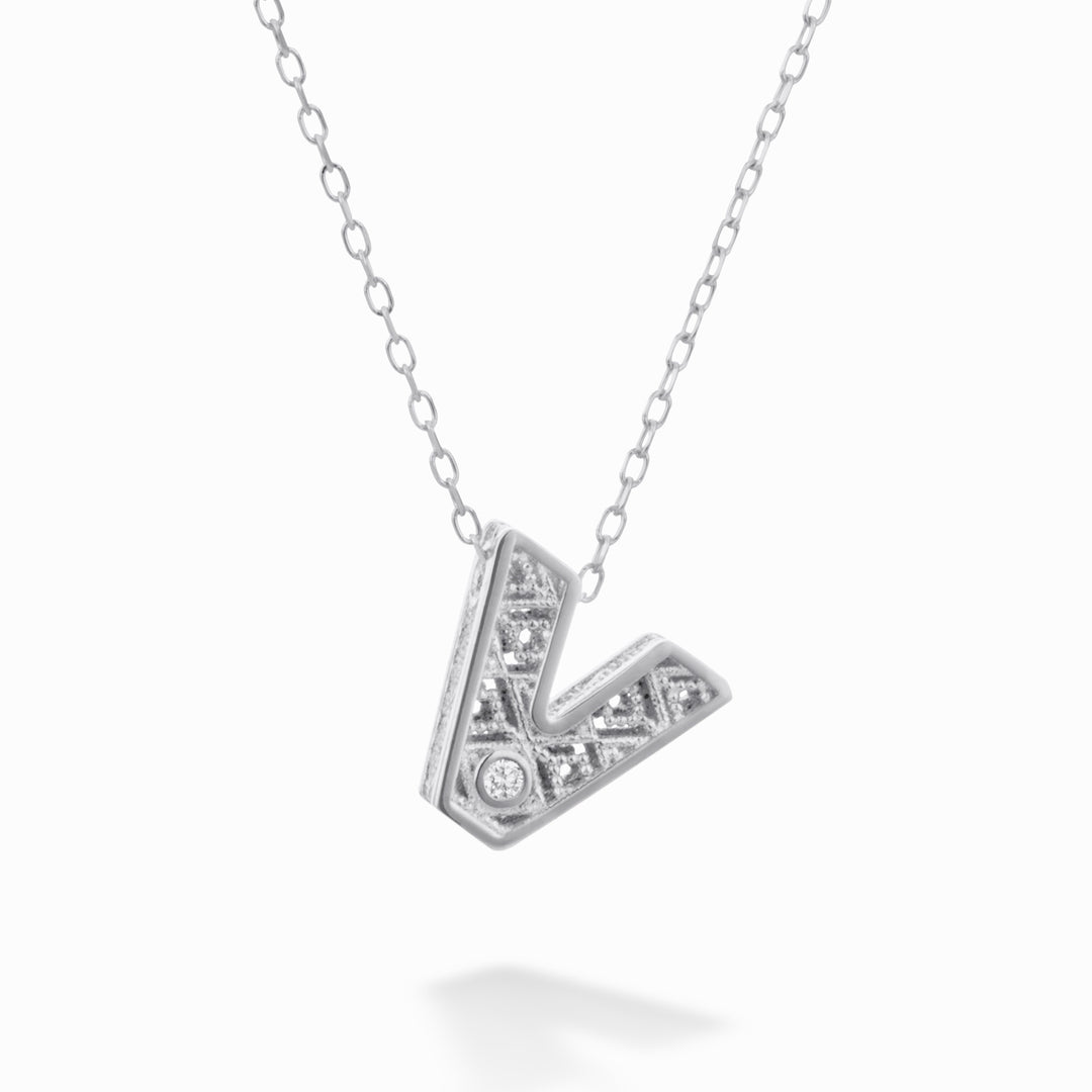 Mikiko cl 18k letter v white gold diam. ct.0,01 MDLETVO4