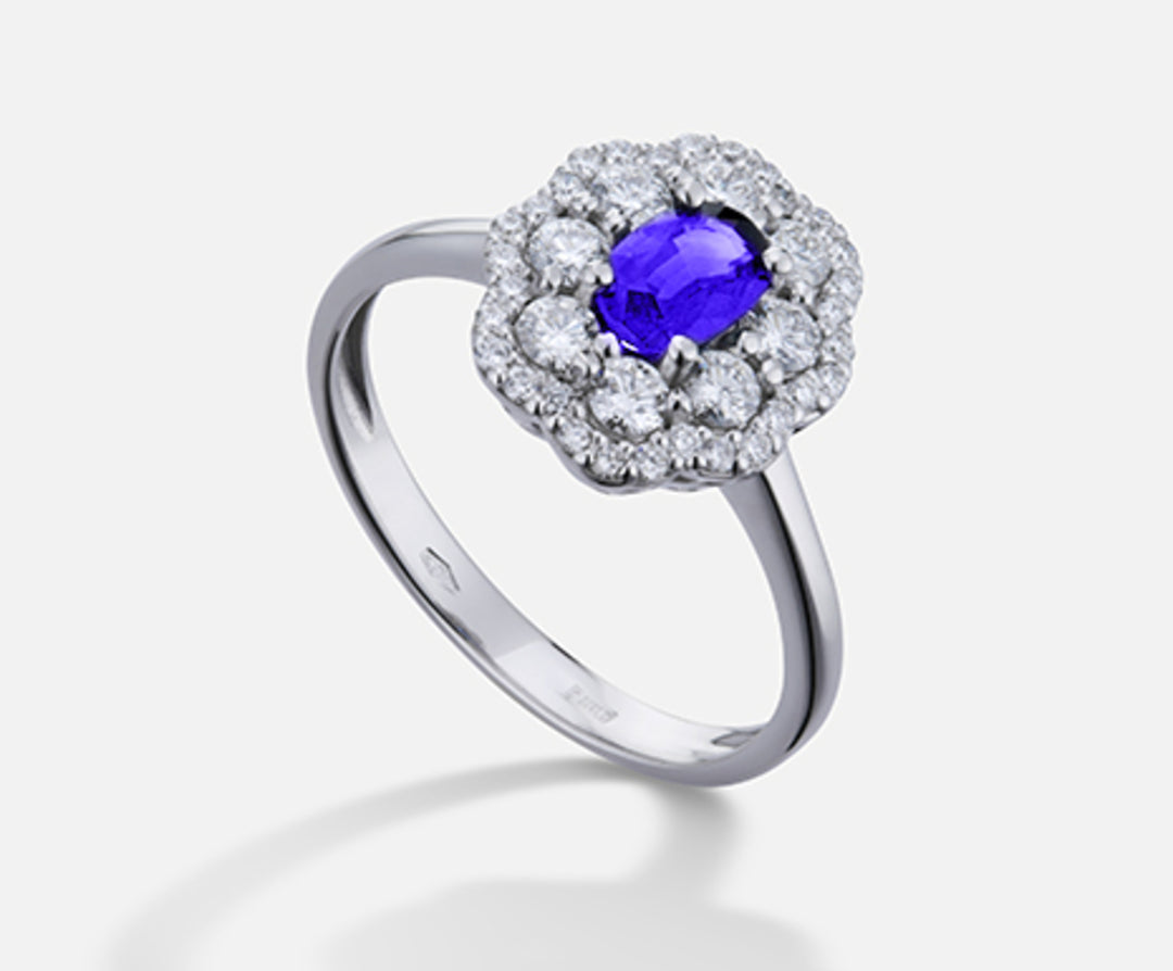Nihama und 18k Tansanit n. Oval 6x4 ct.0,38 Durchmesser ct.0,63 NA5114O4TZN