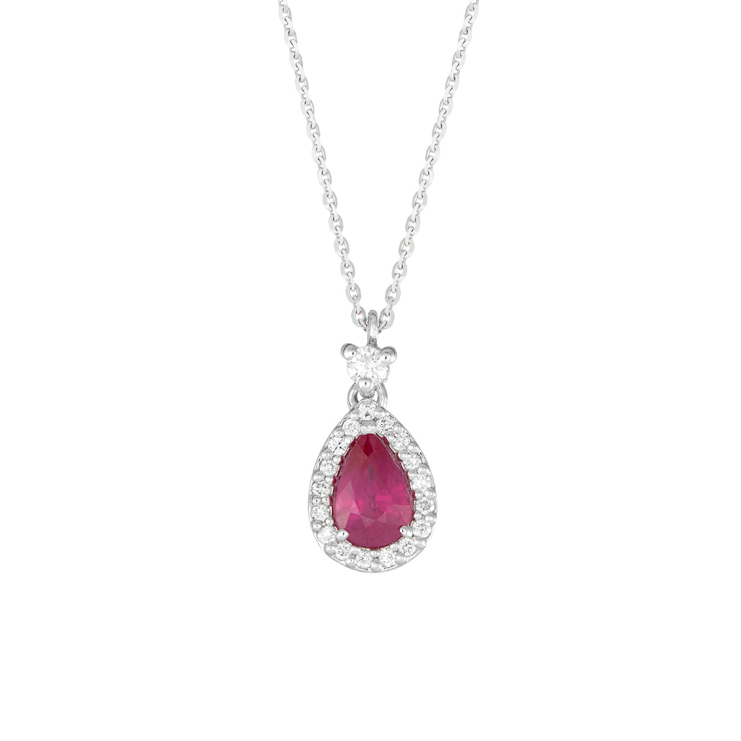 Collier Golay avec pendentif goutte rubis 6x4 et diamants PCL031DIRU-22283110076