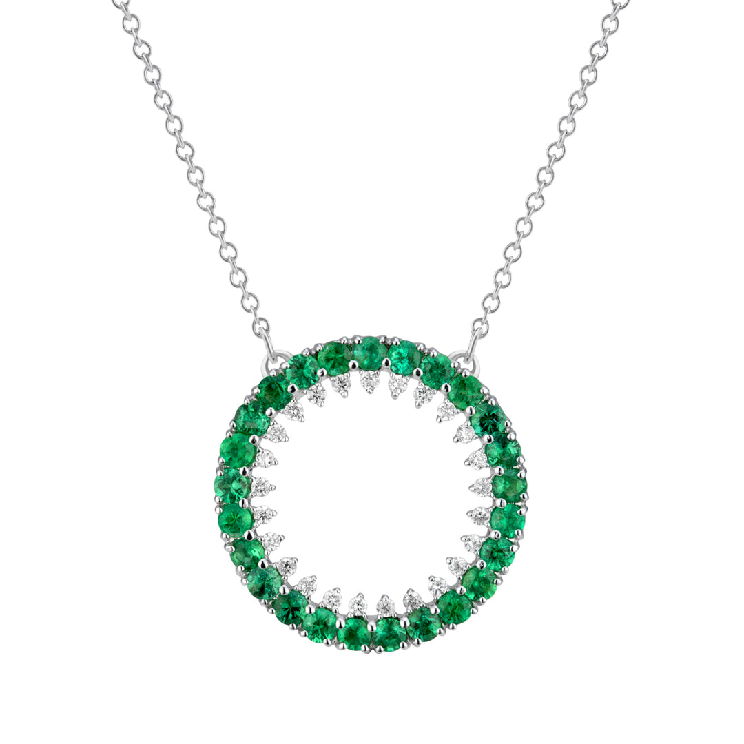 Golay necklace with emerald circle and diamond contour PDG014SMDI-17335110099