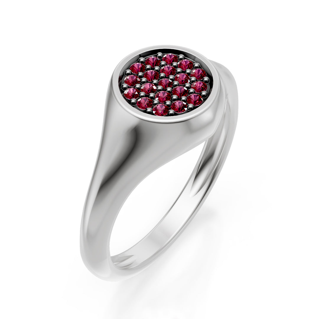 World Diamond Group round pinky ring size 10 with rubies in white gold ACH001RUB