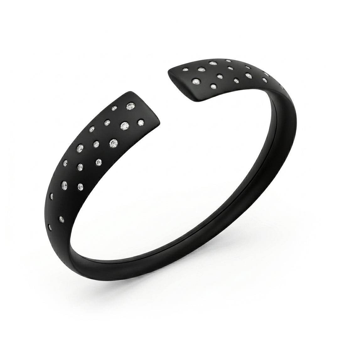 Golay black titanium slave bracelet with lab g.d. starry effect, medium size GBR059DINE_M