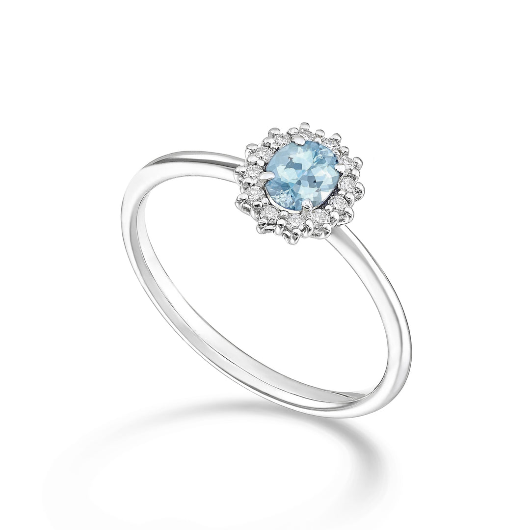 Nihama an 9k acquamarina ovale 5x4 ct.0,30 diam. ct.0,10 NA5167R4AM