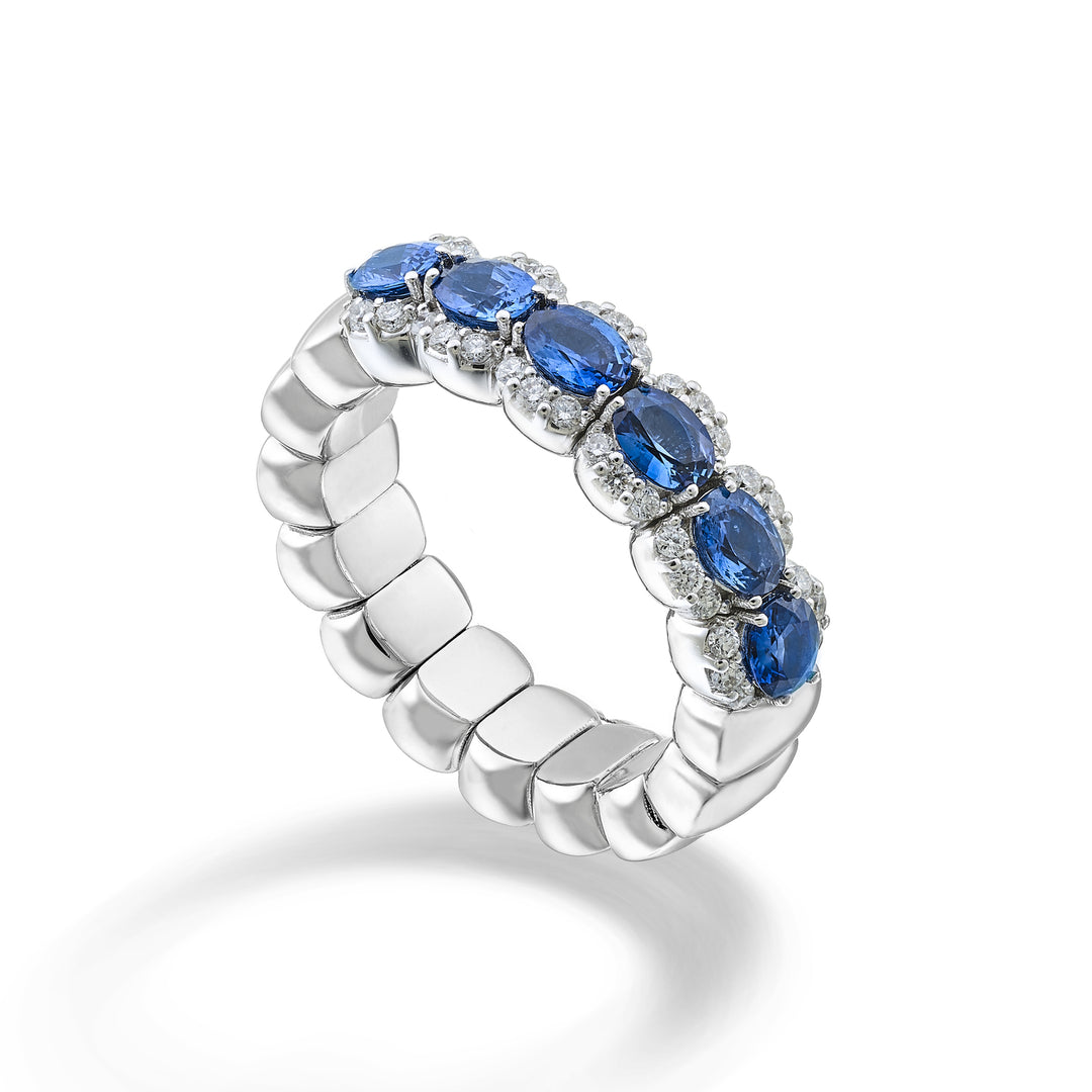 Golay anello riviera elastica 6 zaffiri ovali 4x3 e diam ARE446DZB43-25255110116