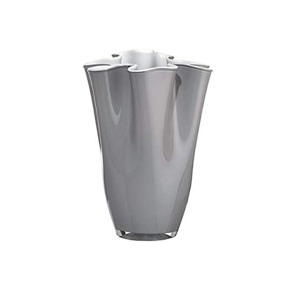 Kun lux bølge h 30cm vase opal grå ol01740
