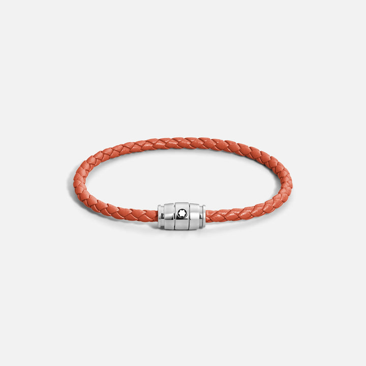 Montblanc 3-Ring-Armband aus Stahl und Meisterstück Cayenne-Leder, Größe M 13429163