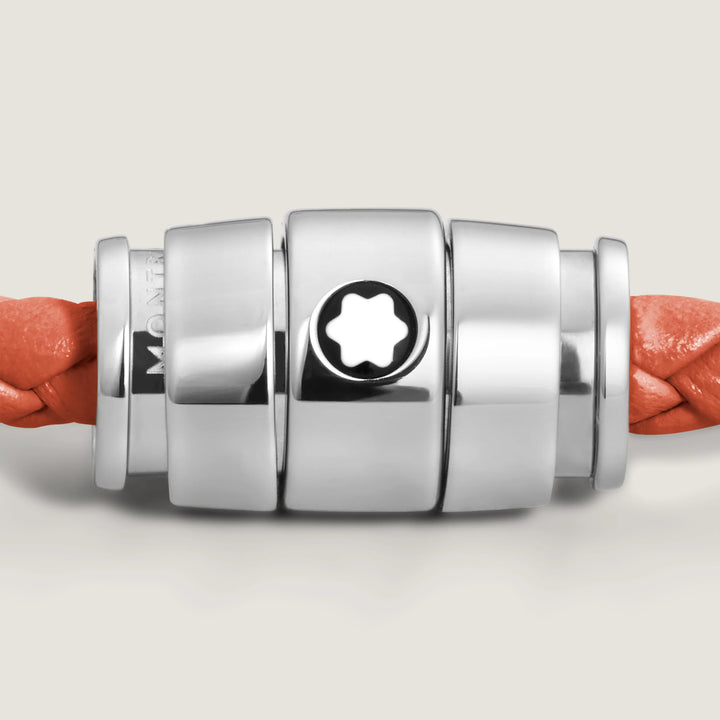 Montblanc 3-Ring-Armband aus Stahl und Meisterstück Cayenne-Leder, Größe M 13429163