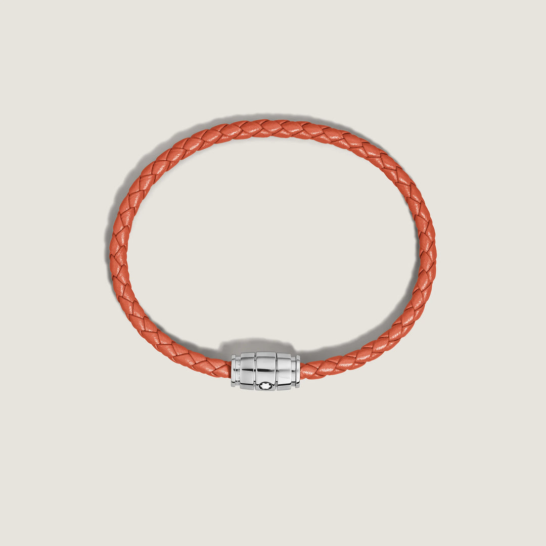 Montblanc 3-ring steel and Meisterstück Cayenne leather bracelet size L 13429168