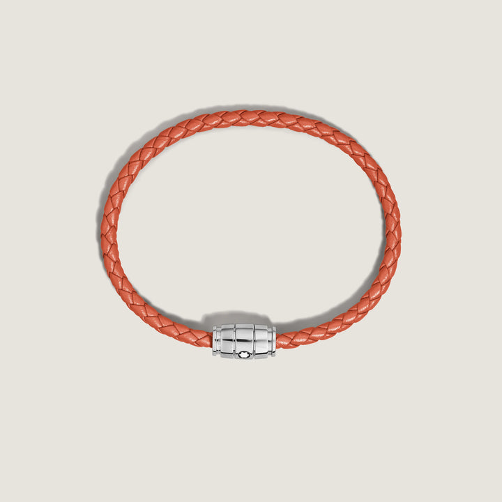 Montblanc 3-Ring-Armband aus Stahl und Meisterstück Cayenne-Leder, Größe M 13429163